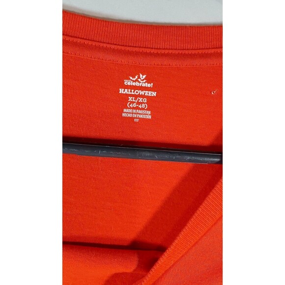 Way To Celebrate Halloween Pumpkin Tee Mens Large Orange Knit Short Sleeve - Picture 3 of 4